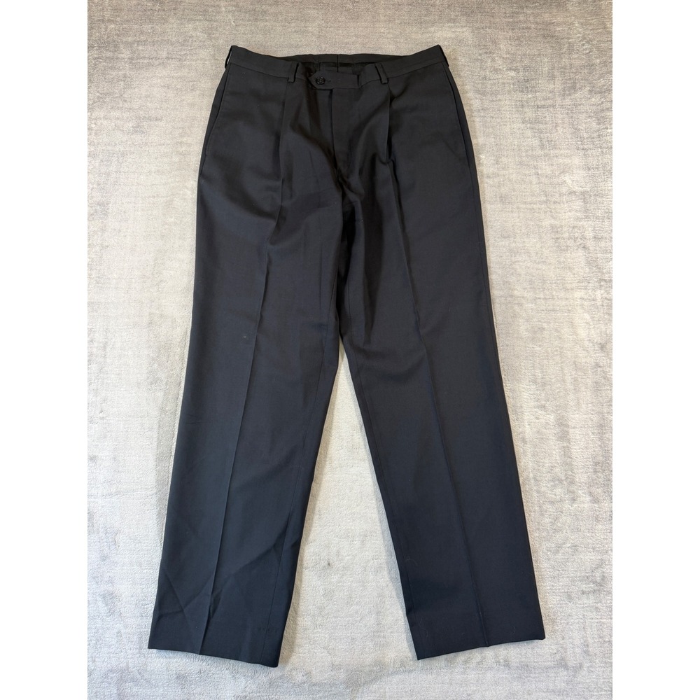 Yves Saint Laurent Trousers Mens 32 Black Pleated Dress Slacks Luxury Preppy